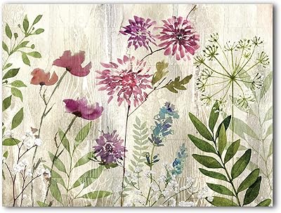 Courtside market meadow 16\"x20\" toile murale enveloppée dans une galerie - floral, rose, vert, blanc, violet, multicolore. Consommez mieux avec Diaytar, votre marketplace discount