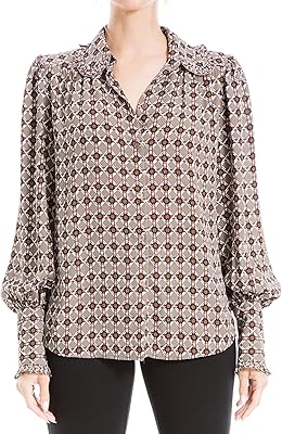 Chemisier boutonné à manches longues et col pour femme