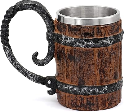 Tasse à bière à motif en bois viking ju shuang, tasse viking, cadeau