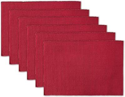 Napperons côtelés 100 % coton - lot de 6 - 13 x 19