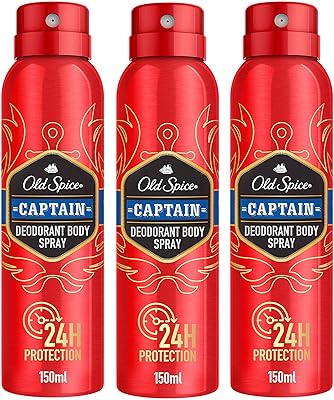 Déodorant en spray pour le corps old spice captain pour homme, 3 x