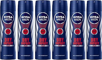 Déodorant anti-transpirant nivea men en spray, effet sec, 150 ml, lot de 6