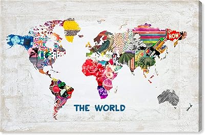 Art mural sur toile \"hipster mapa mundi\" d'oliver gall, 114,3 x 76,2 cm