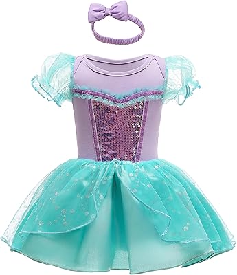 Costume de princesse une pièce habillé en marguerite pour petites filles avec bandeau