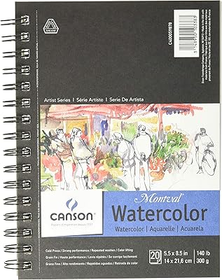Cahier aquarelle canson artist series, 5,5 x 8,5 pouces avec côté métallique