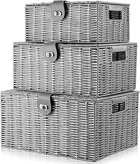 Ensemble de paniers de rangement empilables en osier tissé gt avec couvercle