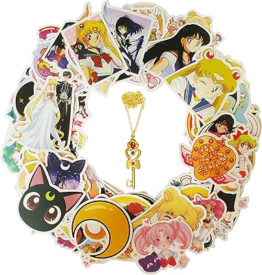 100pcs sailor moon bouteille d'eau autocollants, vintage japonais anime autocollants étanche ordinateur portable