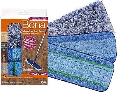 Le tampon en microfibre bona en 3 pièces comprend un dépoussiérage et un nettoyage