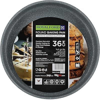Plaque à pâtisserie ronde en aluminium royalford, taille 36 cm, résistante et antiadhésive