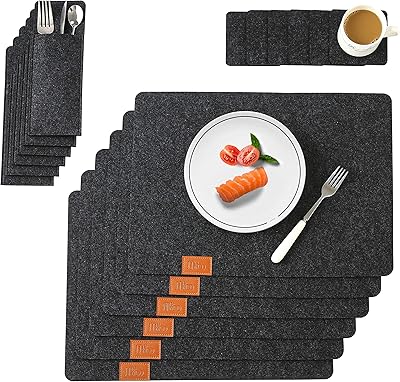 Ensemble de 6 sets de table en feutre, sets de table lavables