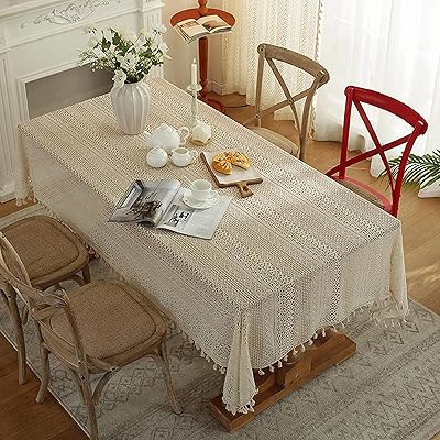 Housse de table rectangulaire en dentelle avec franges yblhhj (100 x 150 cm)