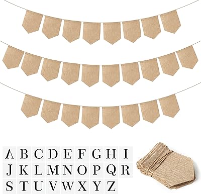 Bannière en toile de jute watenk diy avec kit de pochoirs 26 lettres