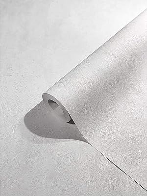 Papier peint intissé marburg aspect béton blanc pour chambre à coucher ou salon