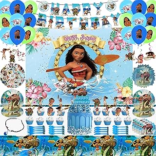 Fournitures de fête d'anniversaire moana, 174 pièces de décorations de fête pour enfants