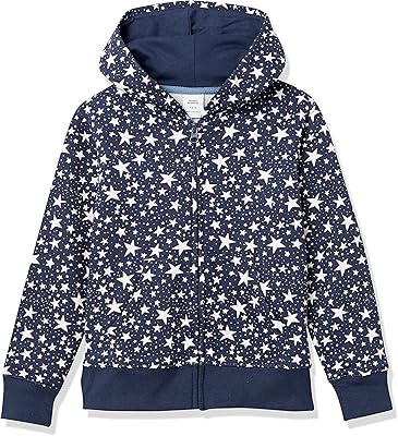 Sweat à capuche en polaire amazon essentials pour petite fille, bleu marine, étoiles