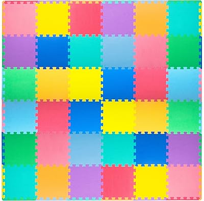 Tapis de jeu en mousse pro source pour enfants couleurs unies 36 carreaux