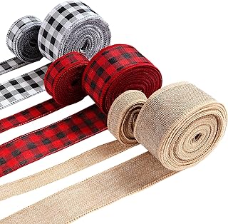 6 rouleaux de 45 mètres de ruban de noël à carreaux de buffle