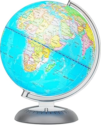 Globe lumineux pour enfants avec support - lumière led intégrée qui s'allume