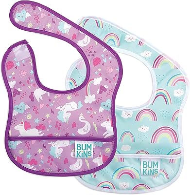 Bavoir bébé en tissu imperméable bumkins pour bébés et tout-petits de 3