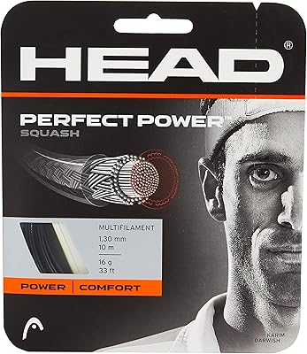 Tête de cordage de raquette de squash perfect power multicolore noir taille 16