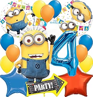 Fournitures de fête d'anniversaire minions, décoration de bouquet de ballons en aluminium, multicolores