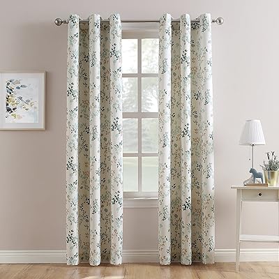 Panneau de rideau semi-transparent à imprimé floral marra 918, 46" x 25", émail