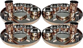 Ensemble d'assiettes indiennes de 25 pièces, ensemble de dîner traditionnel en acier inoxydable
