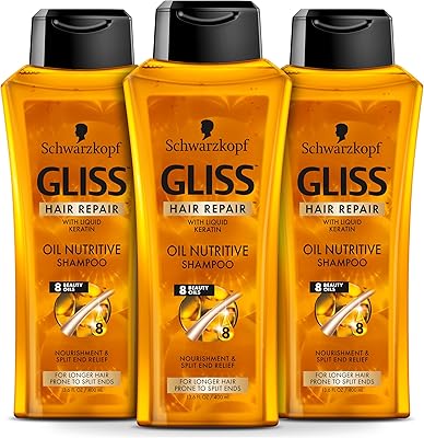 Shampooing réparateur gliss, huile nourrissante pour cheveux longs sujets aux pointes fourchues, 395