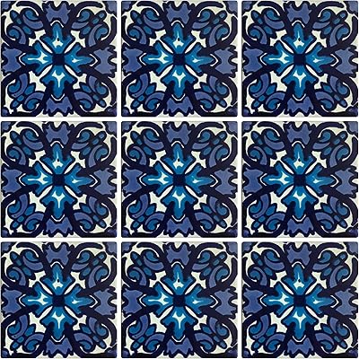 Carrelage en céramique mexicain talavera 4" x 4", 9 pièces (pas d'autocollants) qualité