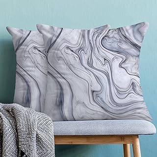 Lot de 2 housses de coussin en velours marbré gris 45