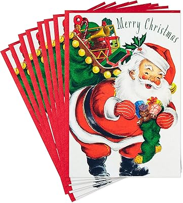 Cartes de noël hallmark, père noël vintage (8 cartes avec enveloppes), 699xxh8015