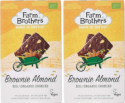 Biscuits végétaliens biologiques au brownie et aux amandes farm brothers, 150 g