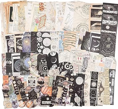 Kit de fournitures de scrapbooking vintage luxueux (200 pièces) pour journalisation artistique, planificateurs