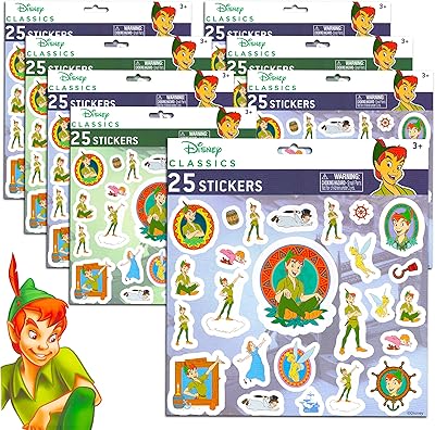 Ensemble d'autocollants peter pan classiques disney pour cadeaux de fête ~