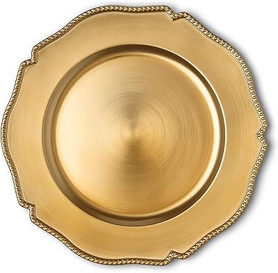 Assiettes de présentation en perles dorées, chargeurs élégants de 13 pouces, ensemble
