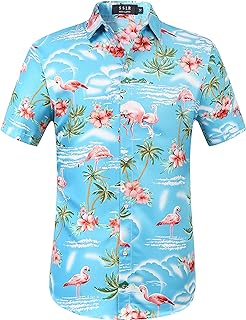 Chemise hawaïenne pour hommes, imprimé floral, manches courtes, coupe régulière, chemise hawaïenne d'été