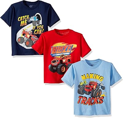Ensemble de t-shirts pour garçons nickelodeon blaze et monster machines, paquet de 3