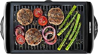 Gril électrique d'intérieur sans fumée chefman avec surface de cuisson antiadhésive et bouton