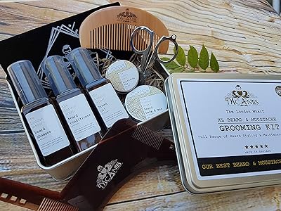 Kit de soins pour moustache et barbe makanis, coffret cadeau 10 pièces