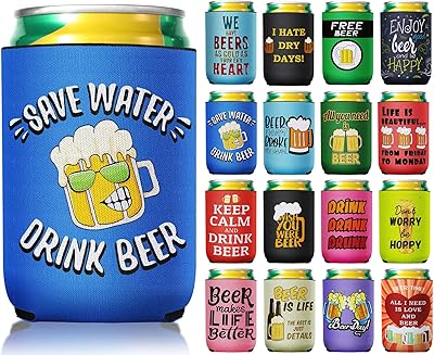 16 pièces manchons de canette de bière citations drôles refroidisseurs de canettes couverture