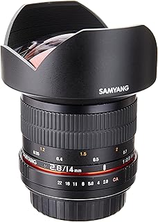 Objectif fixe ultra grand angle samyang 14 mm f2.8 pour canon, noir, sy14m-c