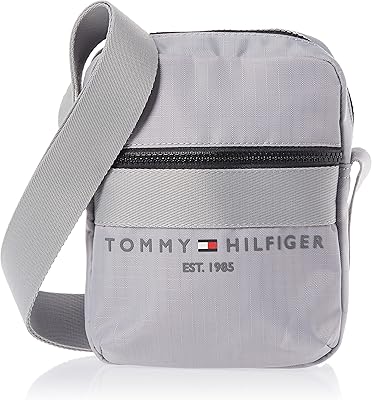Petit sac brodé avec logo tommy hilfiger pour hommes, gris fer, taille unique