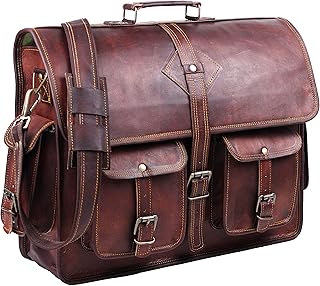 Sac pour ordinateur portable classique en cuir pleine fleur pour homme, 18 pouces