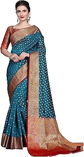 Suru fashion sari en soie banarasi pour femme avec chemisier non cousu, taille