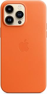 Coque en cuir apple pour iphone 14 pro max avec magsafe - orange