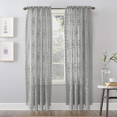 Rideau en dentelle transparente alison n° 918 avec passe-tôle 58" x