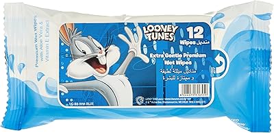 Lingettes ultra douces bug bunny premium, 12 feuilles (96 lingettes), paquet de 8