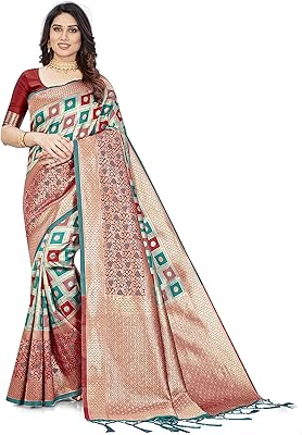 Sari à motif jacquard traditionnel en soie kanjeevaram pour femme avec pièce