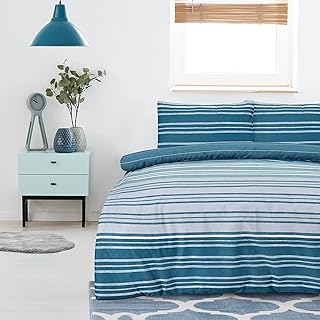 Parure de lit et taie d'oreiller réversibles en coton sleep down, vert bleu