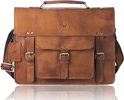 Sac messager en cuir classique wildhorn pour ordinateur portable, taille 10" pour homme